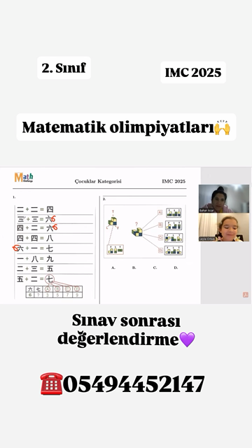 2. sınıf öğrencisiyle olimpiyat sınavı sorularını çözerken